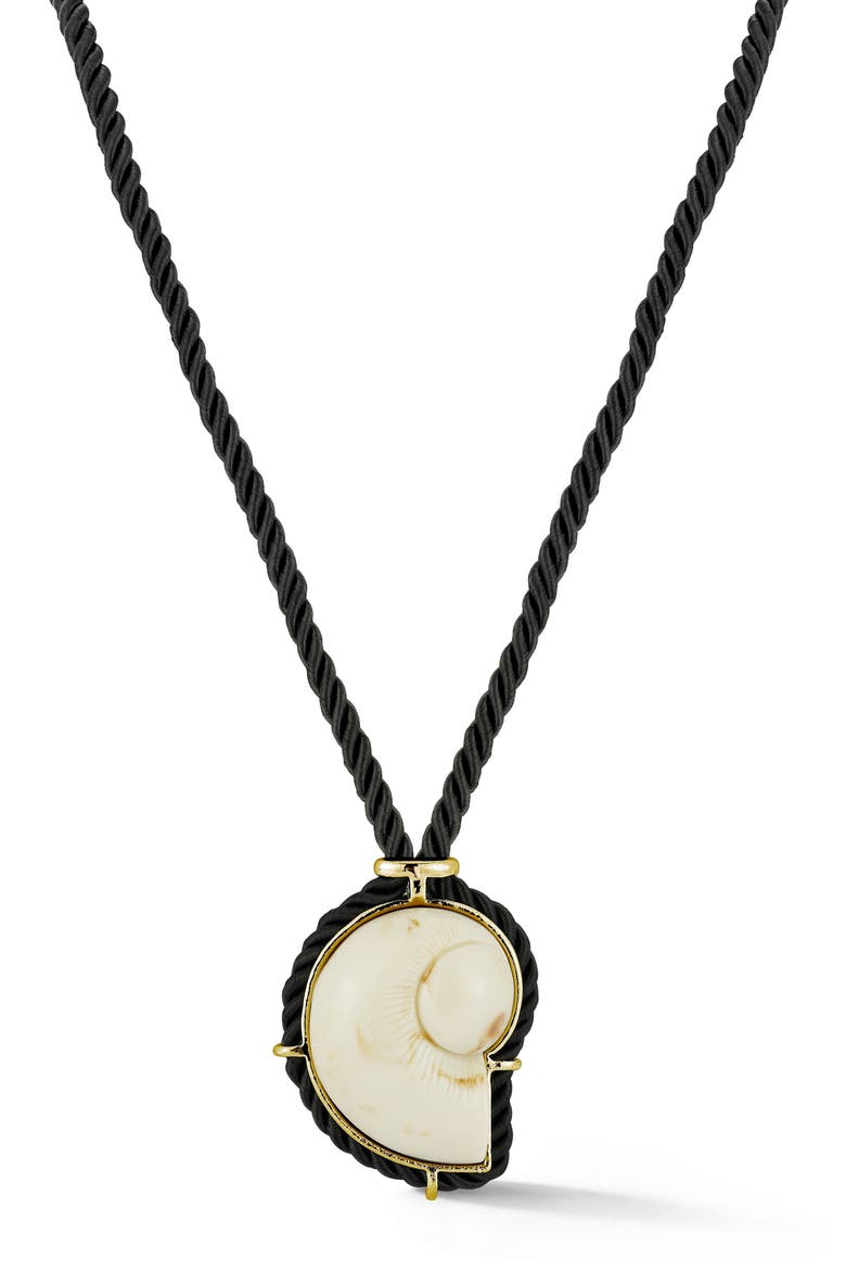 Faux Shell Pendant Necklace, Main, color, GOLD