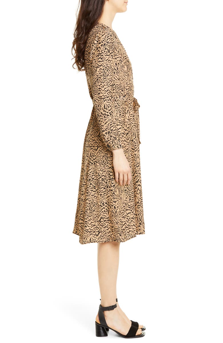 HVN Lauren Print Long Sleeve Silk Shirtdress, Alternate, color, 
