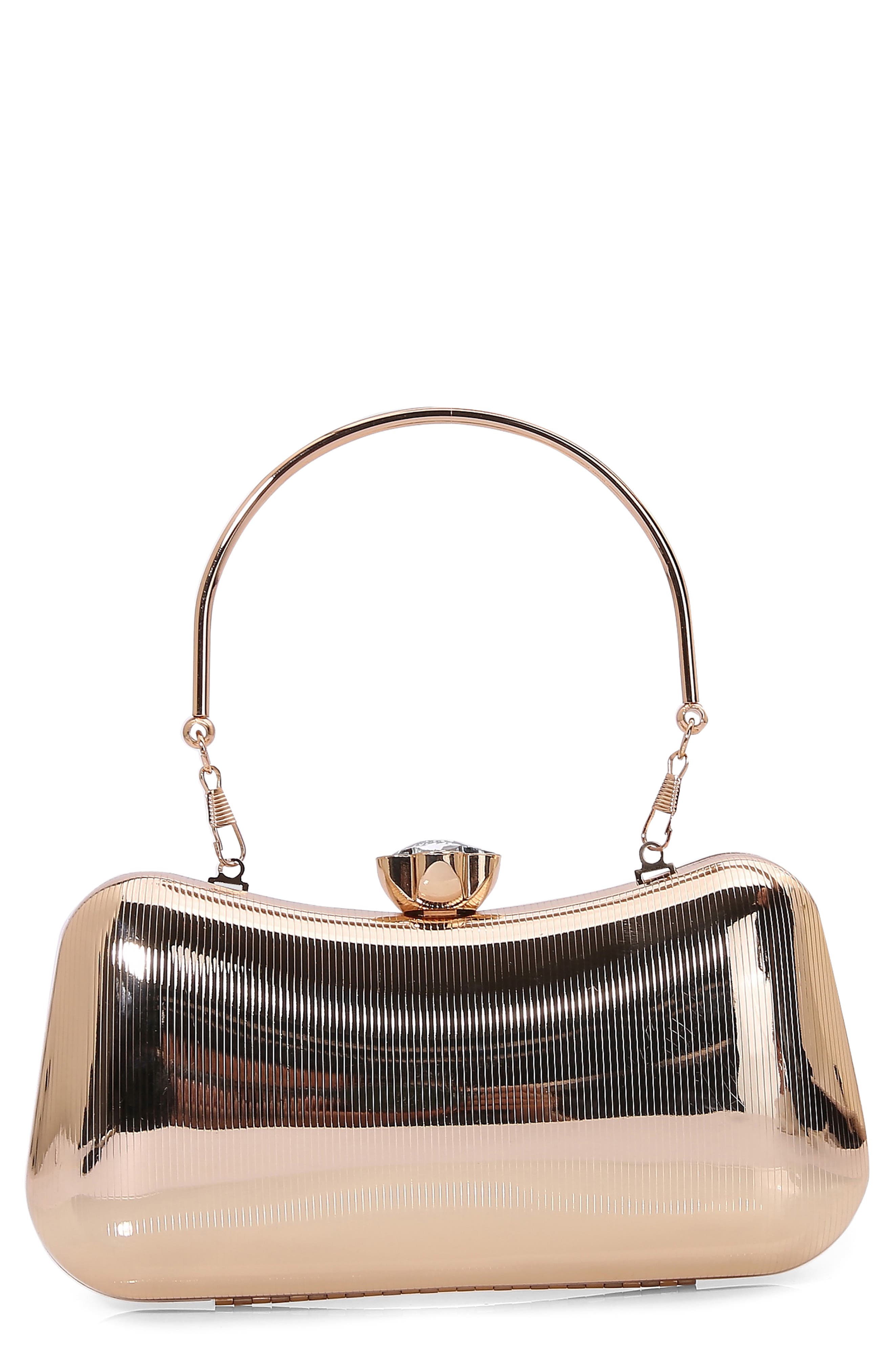 Berness Ribbed Clutch In Gold