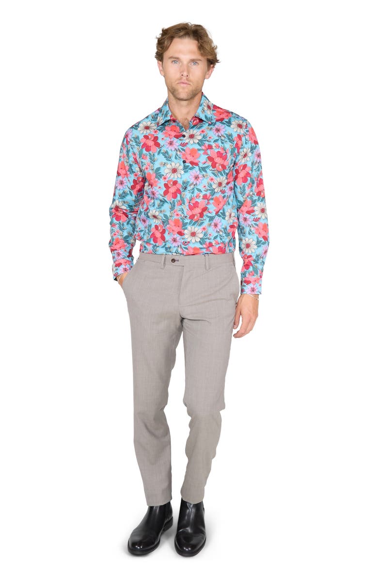 Lords of Harlech Nicoli Button-Up Shirt, Alternate, color, Catalan Floral Teal