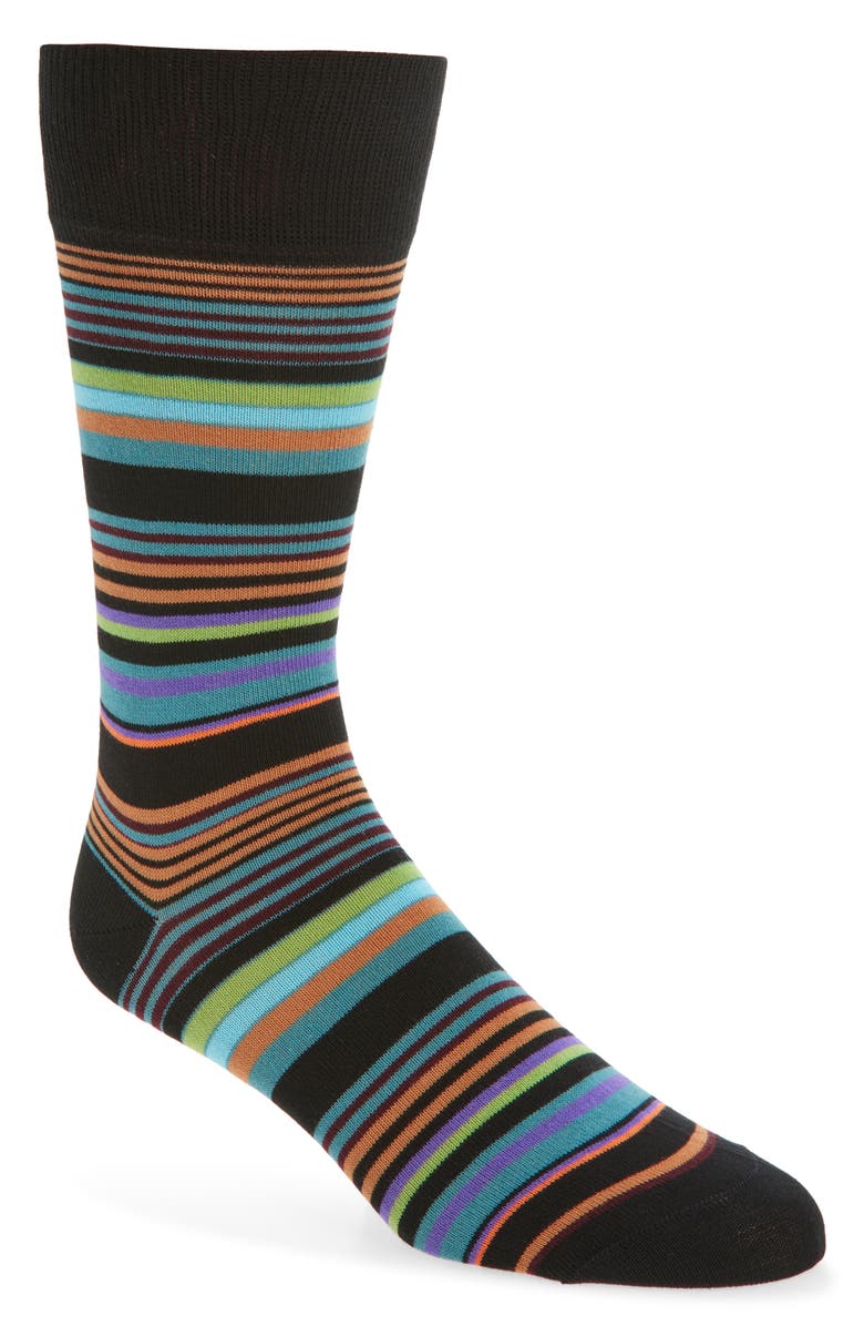 Paul Smith Niam Stripe Cotton Blend Dress Socks, Main, color, Black