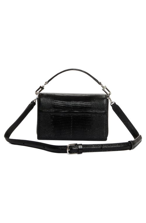 Totême Toteme Mini T-flap Lizard Embossed Leather Top Handle Bag In Black