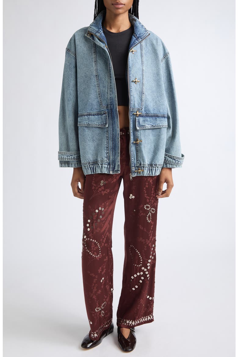 Polca Oversize Cotton Denim Jacket, Alternate, color, BLUE