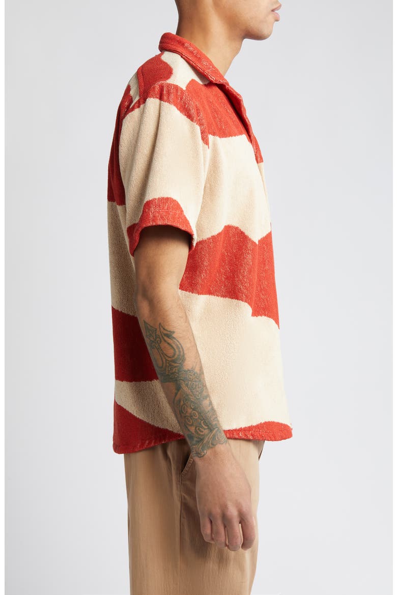 Amber Dune Terry Cloth Camp Shirt, Alternate, color, TERRACOTTA
