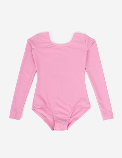 Leveret Girls Long Sleeve Leotard In Pink