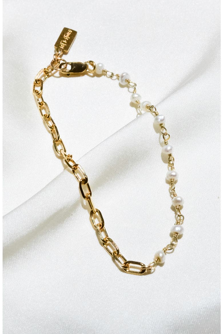 Hannah Freshwater Pearl Station Bracelet, Alternate, color, GOLD