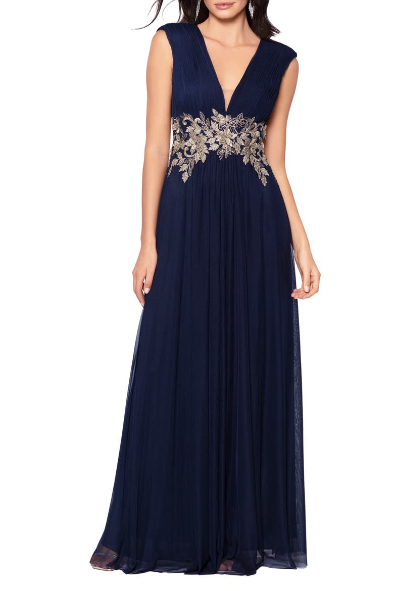 Betsy & Adam Beaded Floral Embroidered Gown (Women)