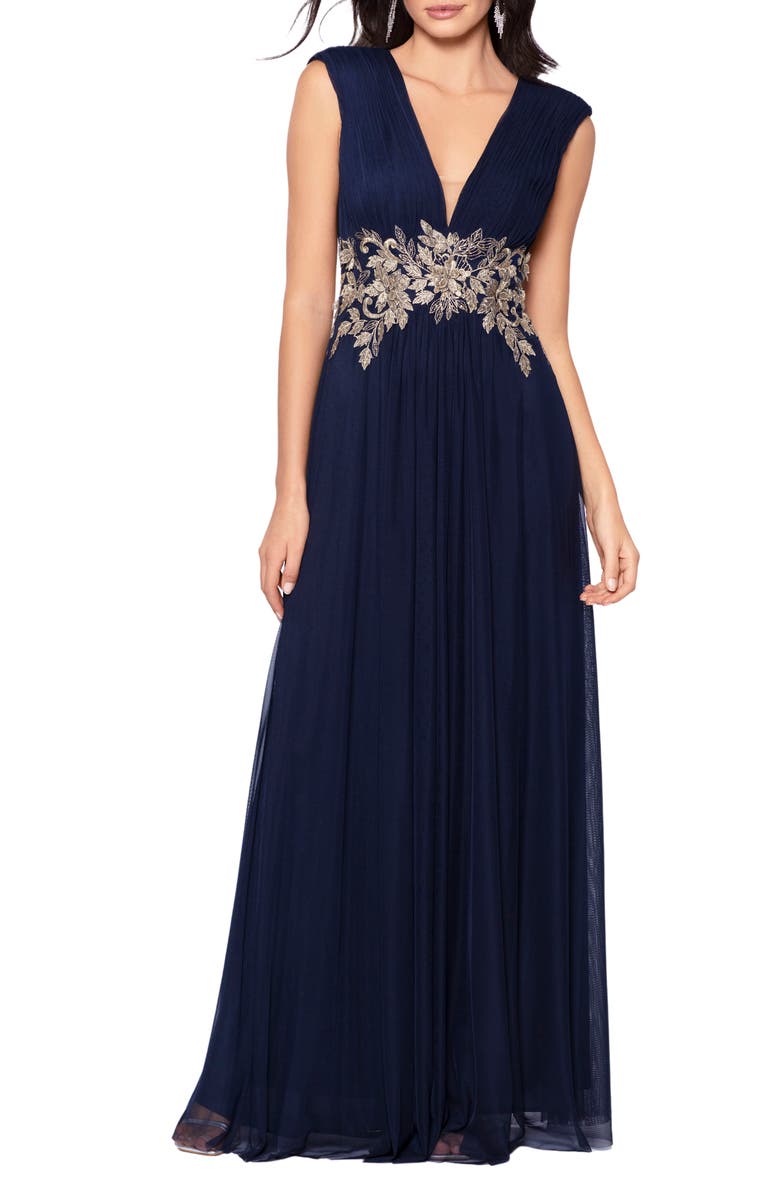 Betsy & Adam Beaded Floral Embroidered Gown, Main, color, 