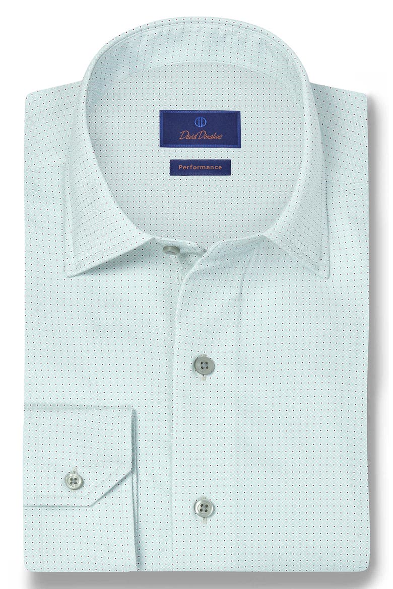 Micro Print Performance Sport Shirt, Alternate, color, WHITE MULTI