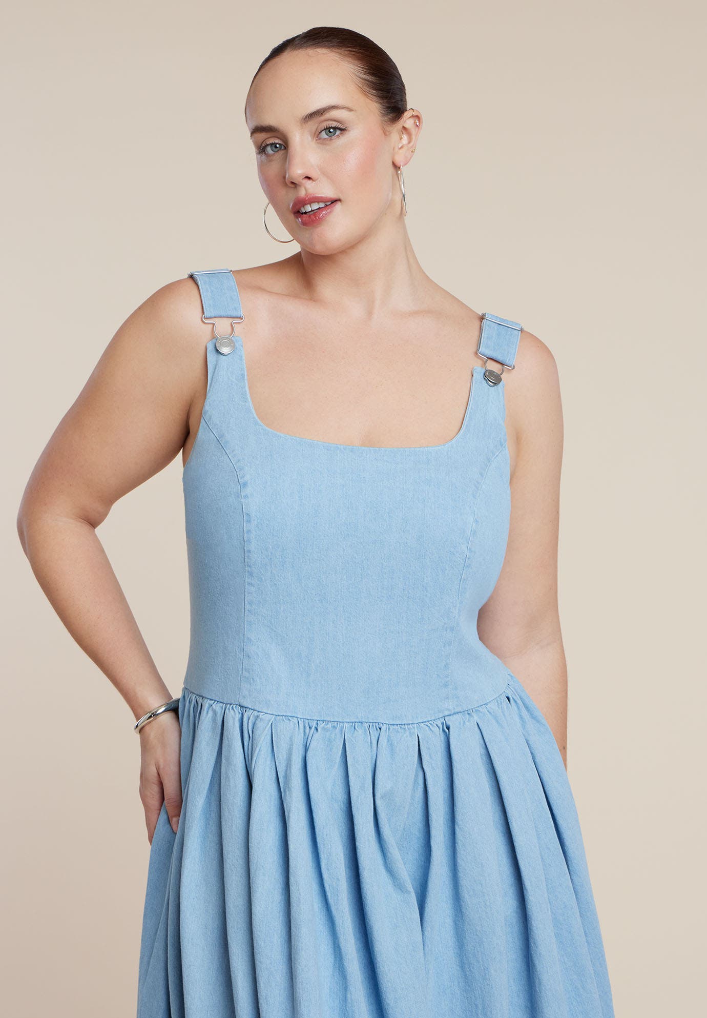 Drop-Waist Chambray Maxi Dress - image 2