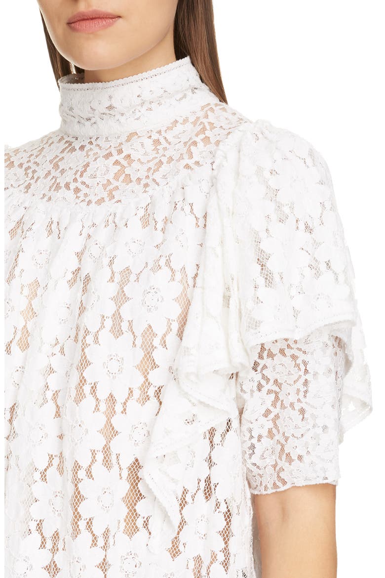 Vetea Floral Lace Ruffle Top, Alternate, color, WHITE