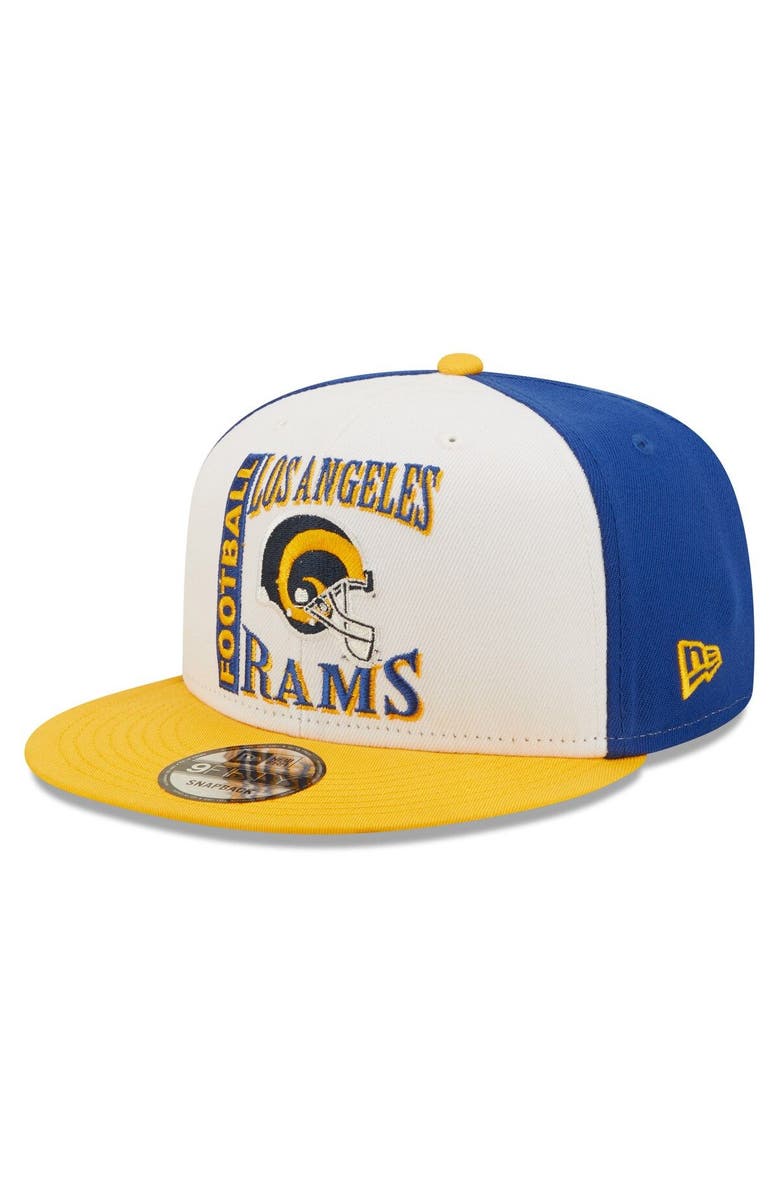 New Era Men's New Era White/Gold Los Angeles Rams  Retro Sport 9FIFTY Snapback Hat, Main, color, 