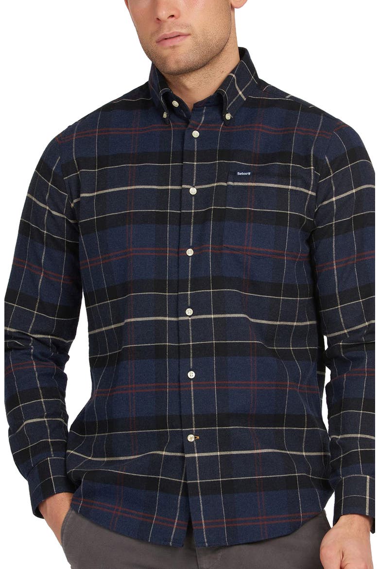 Lutsleigh Plaid Button-Up Shirt, Main, color, NAVY MARL