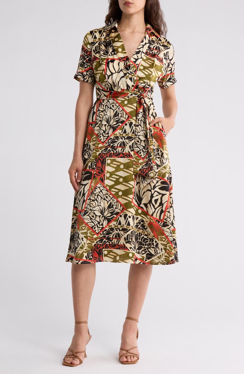 Short Sleeve Tie Waist Shirtdress
