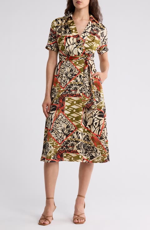 Short Sleeve Tie Waist Shirtdress