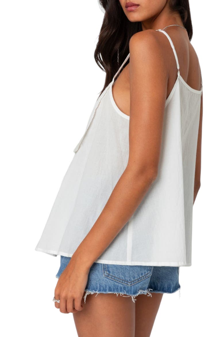 Eyelet Trim Pintuck Bib Camisole, Alternate, color, WHITE