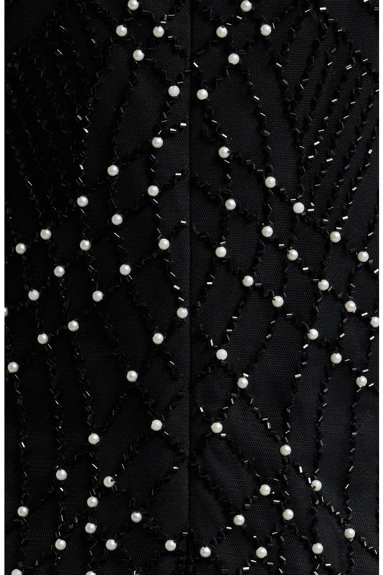 Two-Tone Beadwork Trumpet Gown with Sheer Bolero, Alternate, color, BLACK 001