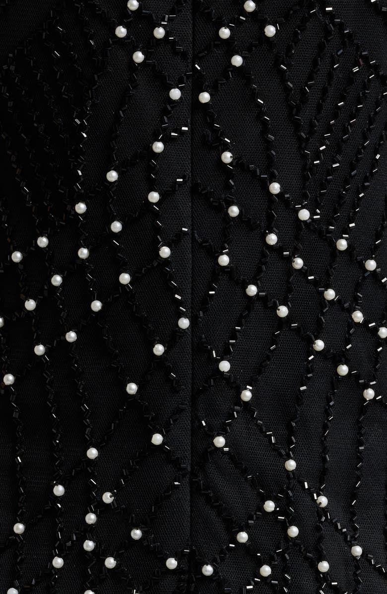 Pisarro Nights Two-Tone Beadwork Trumpet Gown with Sheer Bolero, Alternate, color, Black 001