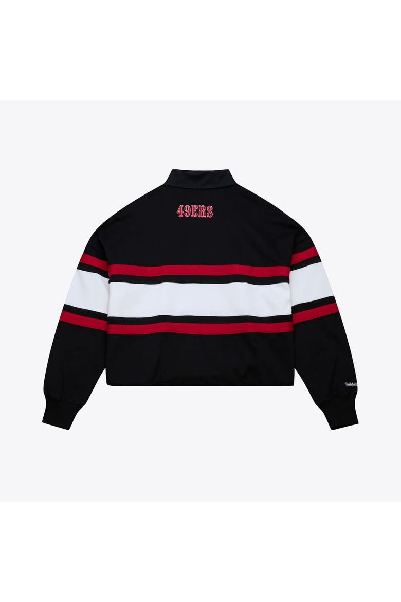 Women's Mitchell & Ness  Black San Francisco 49ers  Cropped Long Sleeve Rugby Polo, Alternate, color, Black