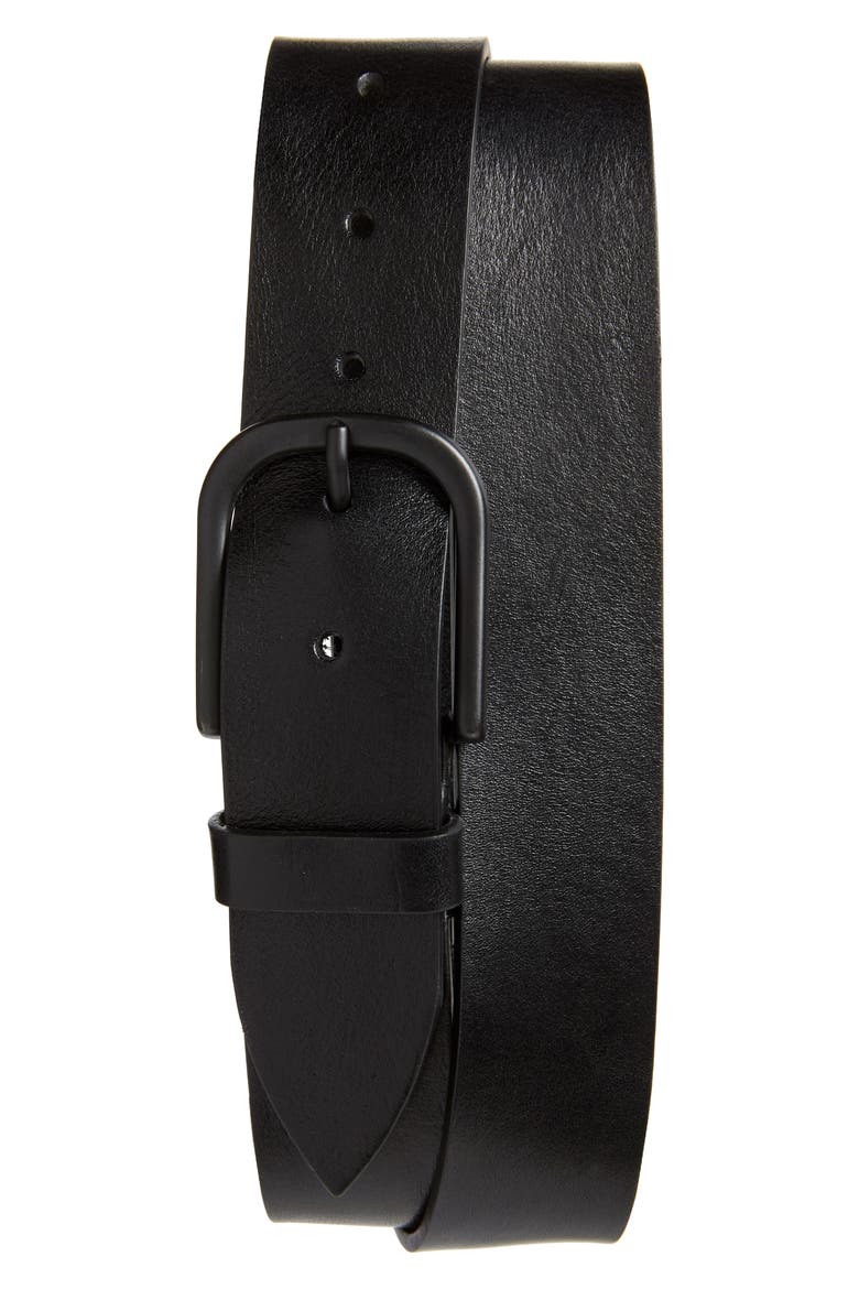 Cameron Leather Belt, Main, color, BLACK CAVIAR