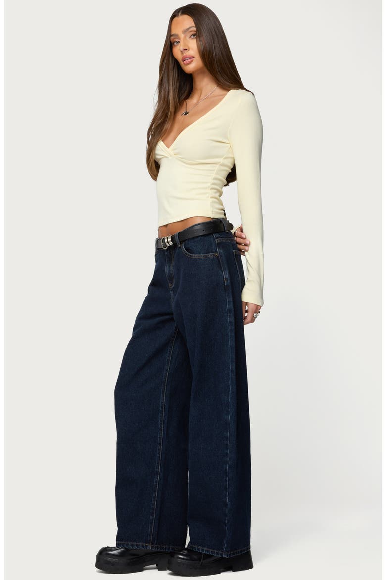Doron Long Sleeve V-Neck Crop Top, Alternate, color, YELLOW