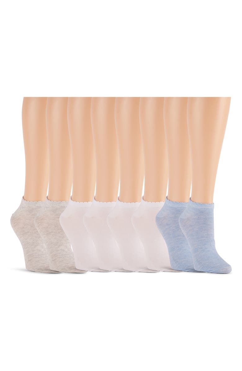 Laundry by Shelli Segal 8-Pack Assorted Low Cut Socks, Main, color, Skyway/ White/ Light Heather