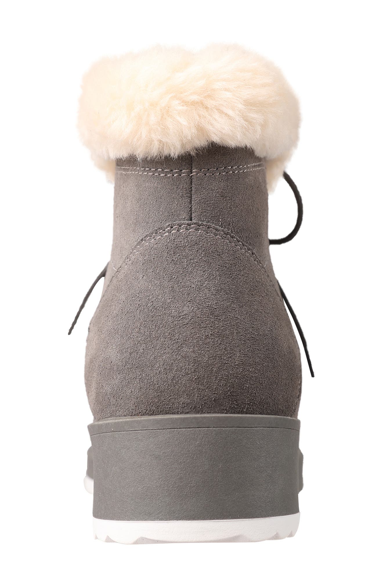 LAMO Demi Faux Shearling Wedge Bootie, Alternate, color, Charcoal