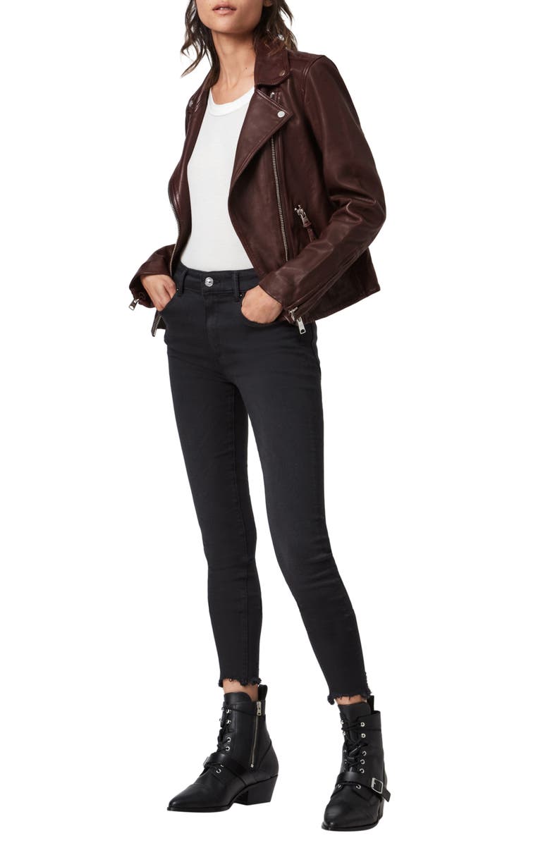 AllSaints Dalby Leather Biker Jacket, Alternate, color, 