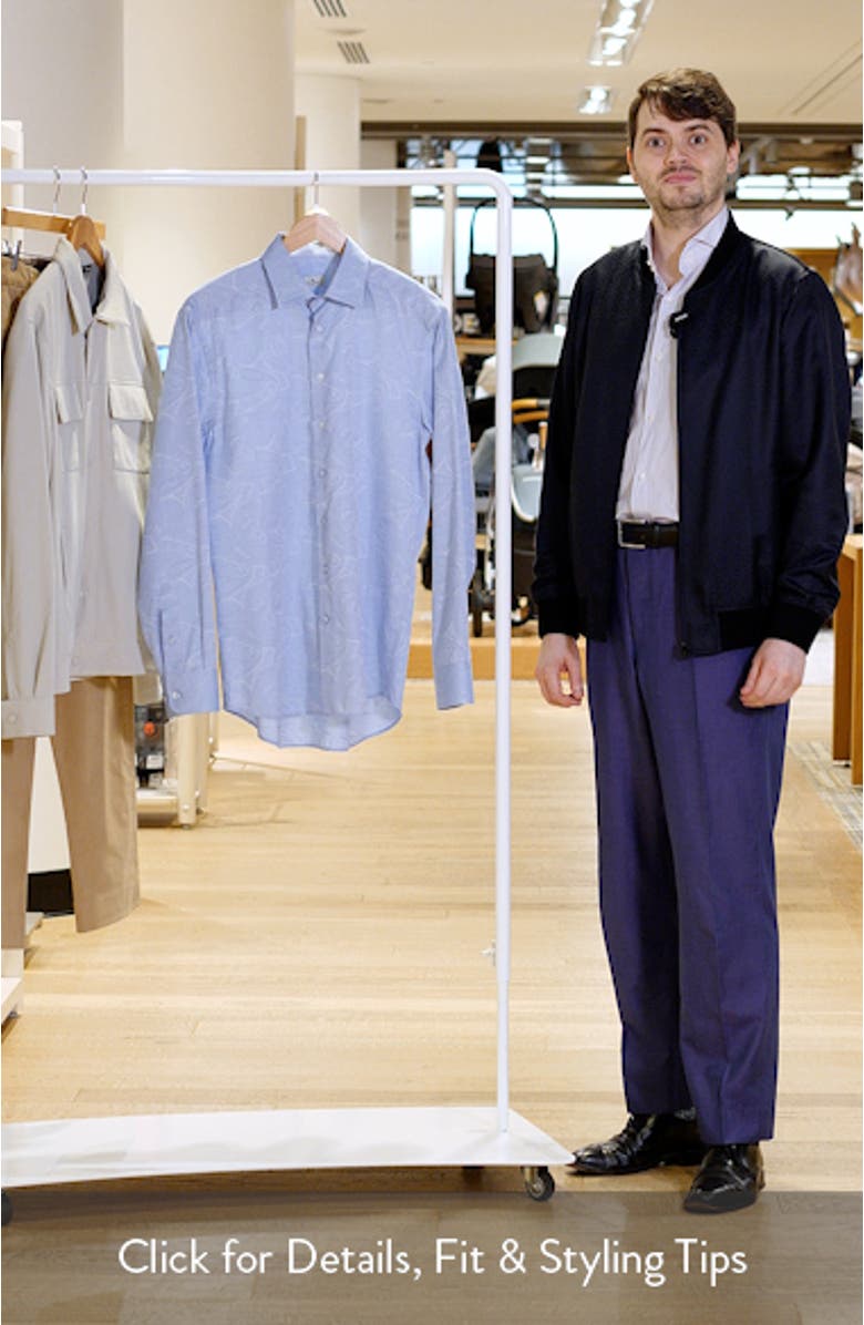 Roma Regular Fit Light Blue Paisley Jacquard Cotton Dress Shirt, sales video thumbnail