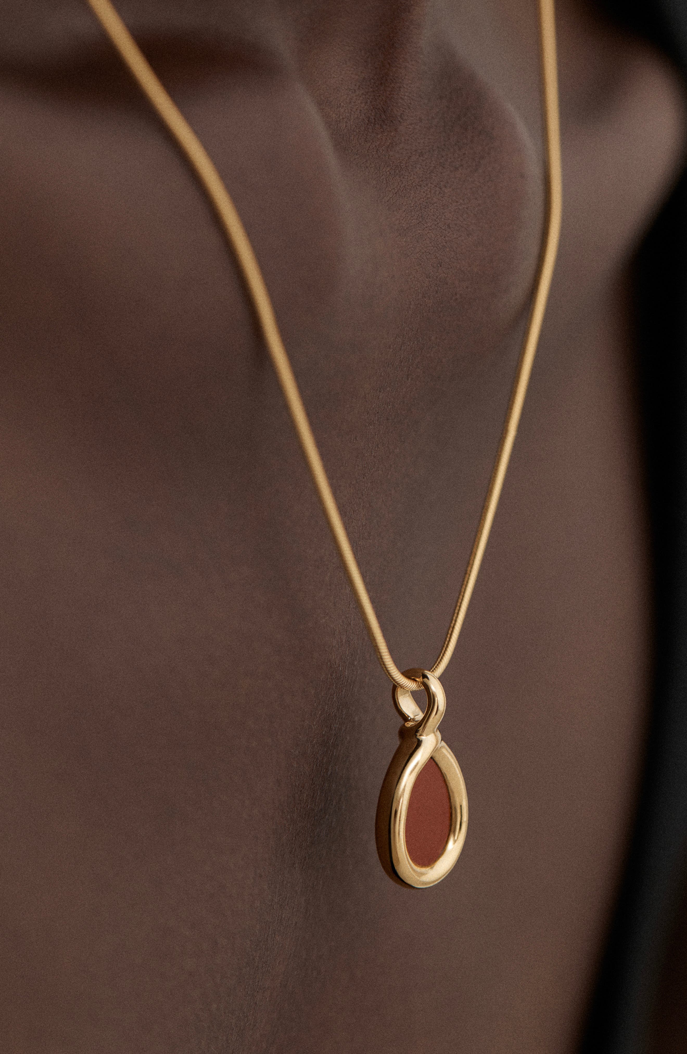 Monica Vinader Ochre 18k Gold Vermeil Red Jasper Snake Necklace (Women ...