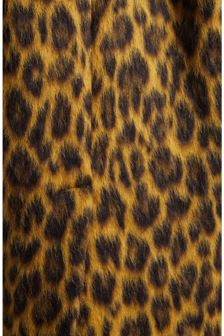 Leopard Print Brushed Alpaca, Wool & Silk Coat, Alternate, color, 2712 CAMEL/ BLACK/ BROWN