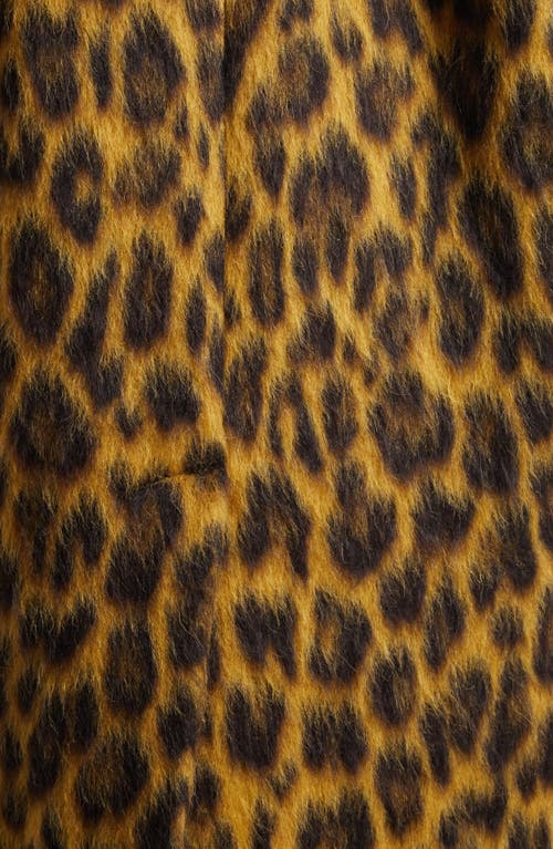 Bottega Veneta Leopard Print Brushed Alpaca, Wool & Silk Coat In Yellow