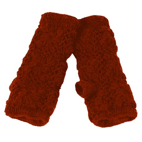 Flower Hand Crochet Fingerless Gloves