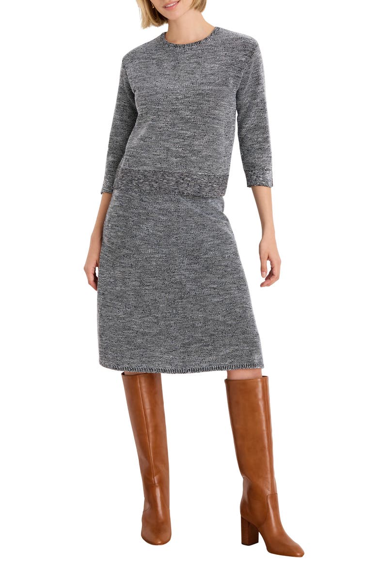 Tweed Stitch Knit Skirt, Alternate, color, BLUE MIX