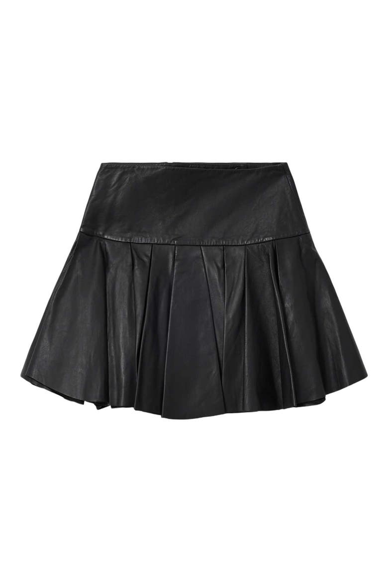Irina Asymmetric Leather Skirt, Alternate, color, BLACK