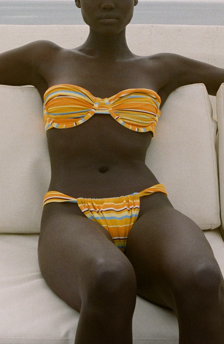 MANGO Stripe Bikini Bottoms, Main, color, Pastel Yellow