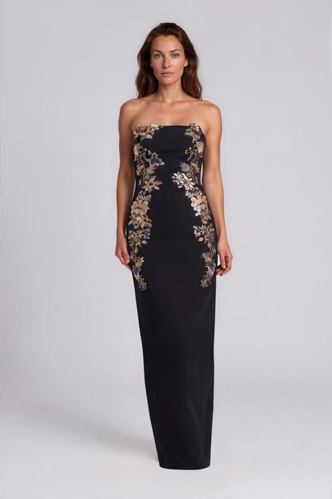 Strapless Crepe Column Gown