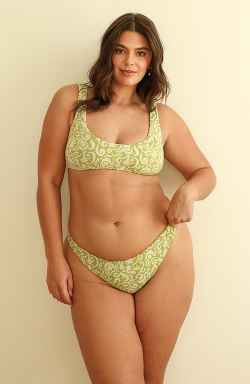 Dippin Daisys Seaport Thong Bikini Bottom In Twin Fin Matcha