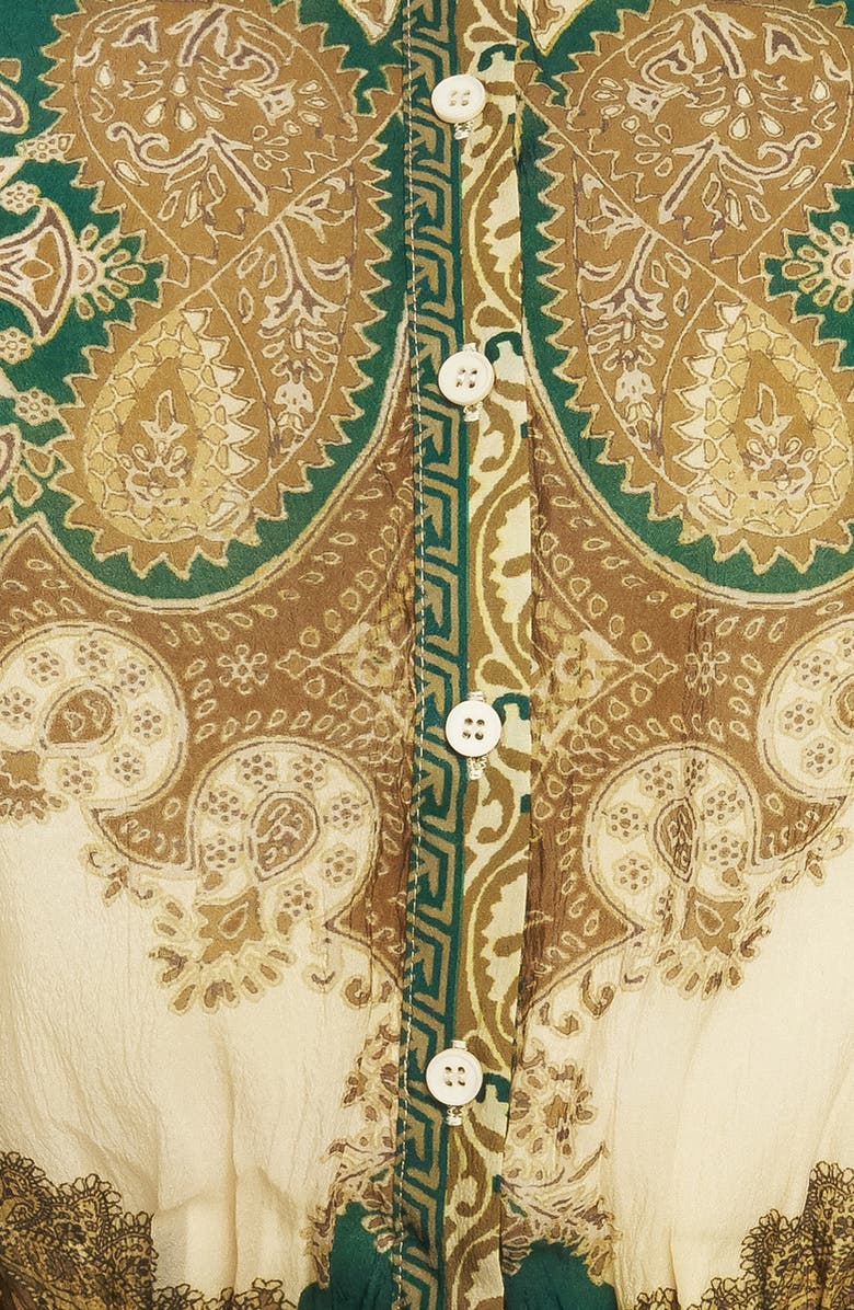 FLYING TOMATO Paisley Long Sleeve A-Line Shirtdress, Alternate, color, Ivory Green