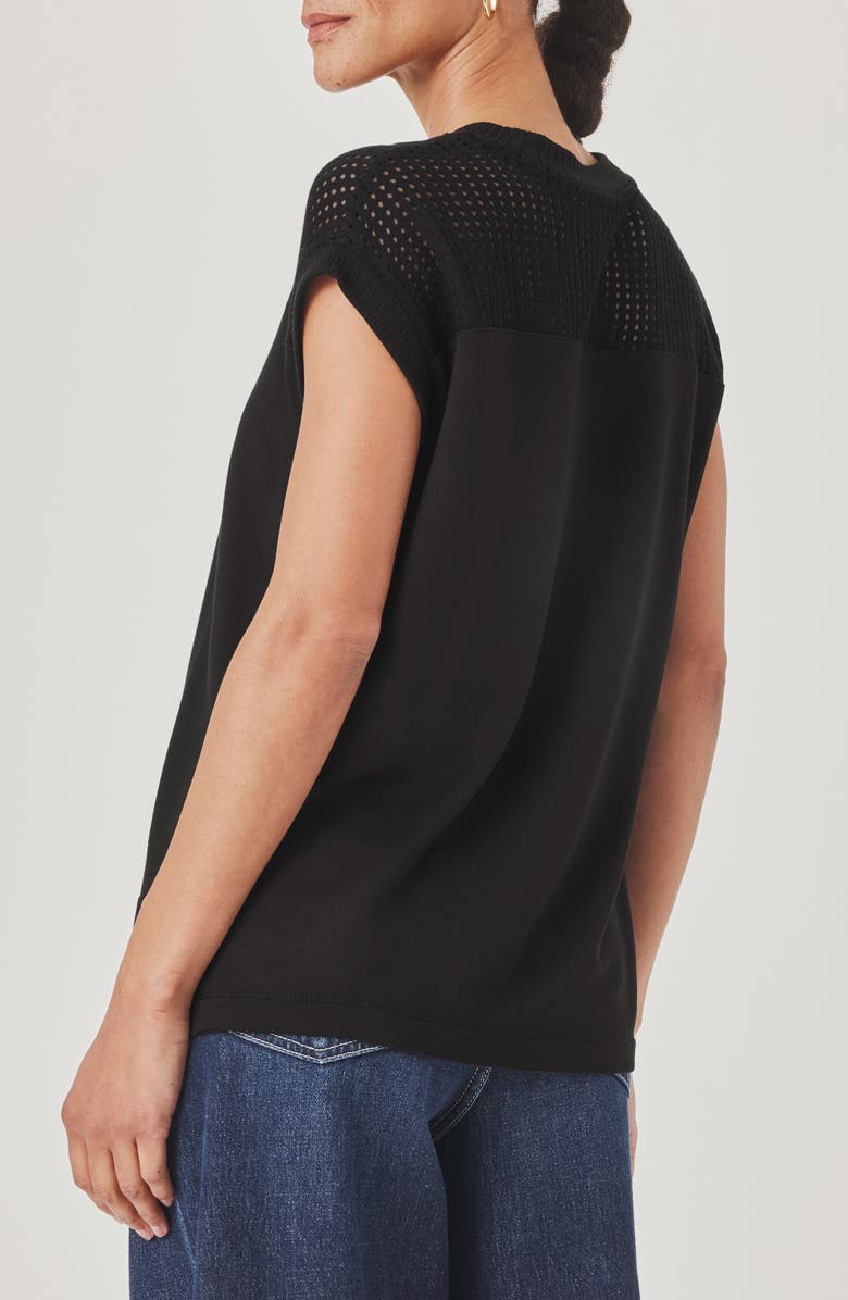 Splendid Jada Pointelle Cap Sleeve T-Shirt, Alternate, color, Black