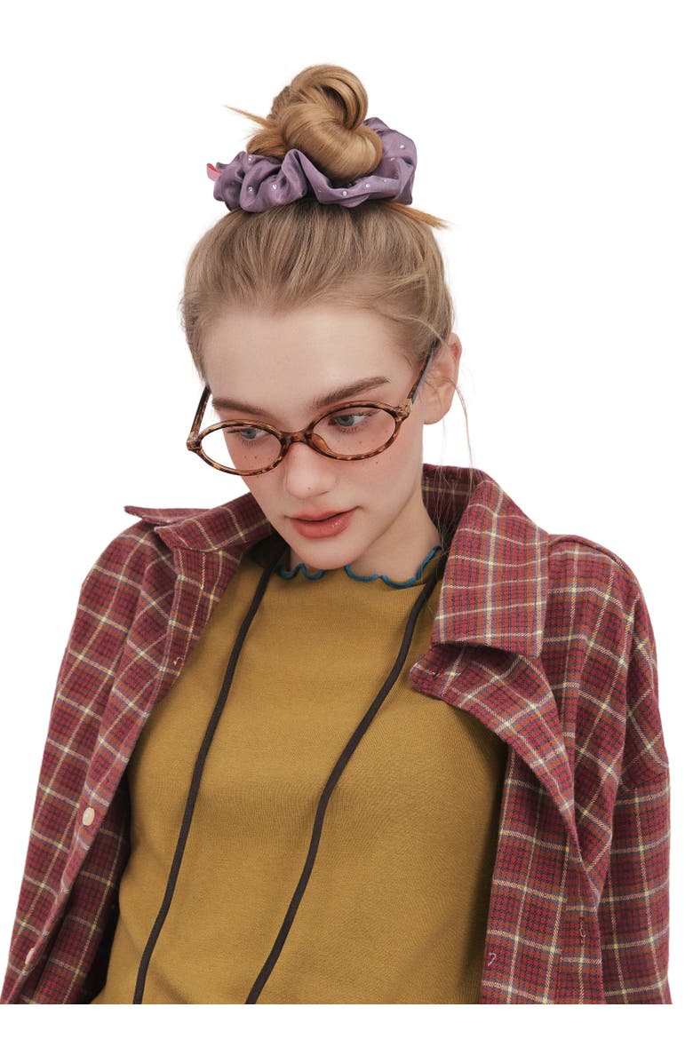 Crystal Twinkle Silk Scrunchie, Alternate, color, Purple