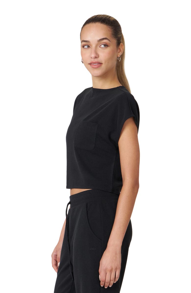 Rebody Active Retreat Pocket Waffle Tee, Alternate, color, Black