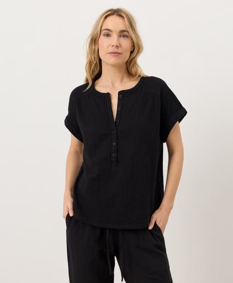 Organic Cotton Coastal Double Gauze Short Sleeve Popover