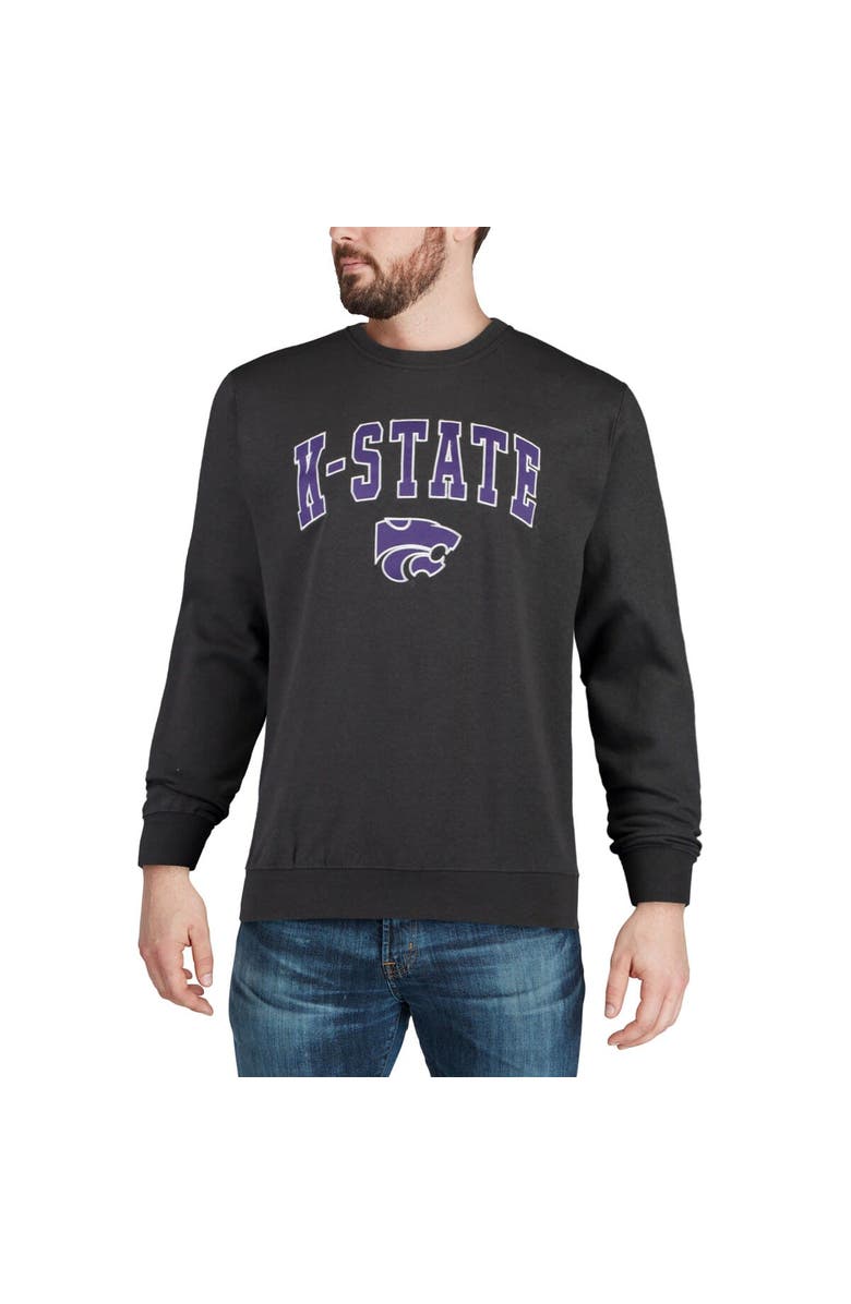 COLOSSEUM Men's Colosseum Charcoal Kansas State Wildcats Arch & Logo Crew Neck Sweatshirt, Alternate, color, Charcoal