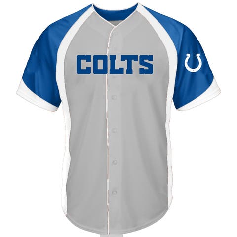 Men's Fanatics Gray Indianapolis Colts Big & Tall Button-Up Raglan Fashion Top