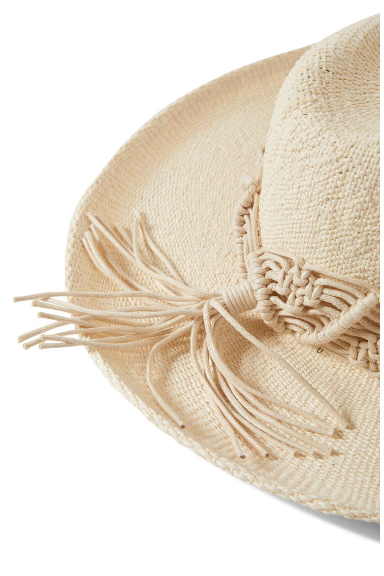 Matteo Macramé Accent Straw Hat, Alternate, color, BONE/ BONE