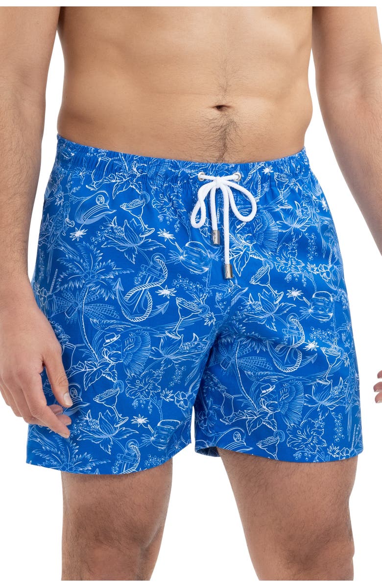 Kenny Flowers Margaritaville by Kenny Flowers - The Ode to Jimmy - Swim Trunks, Alternate, color, Blue