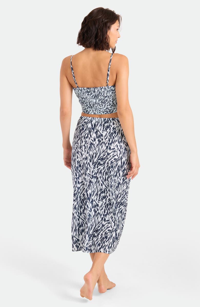 Volcom Coco Ho Money Mama Smocked Back Crop Cover-Up Top, Alternate, color, Blue Drift
