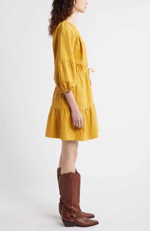 Treasure & Bond Button Front Cotton Seersucker Dress In Yellow