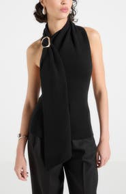 Manière De Voir Elodie Knitted Draped Halterneck Top